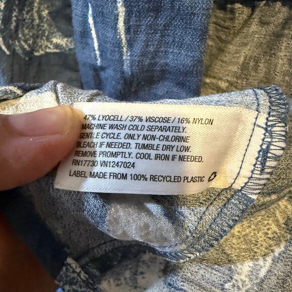 A New Day Blue Abstract Midi Dress | Size L | Open Back Tie - Picture 5 of 14